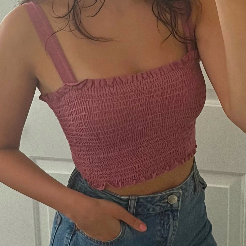 Pink Charlotte Russe Scrunch Crop Top